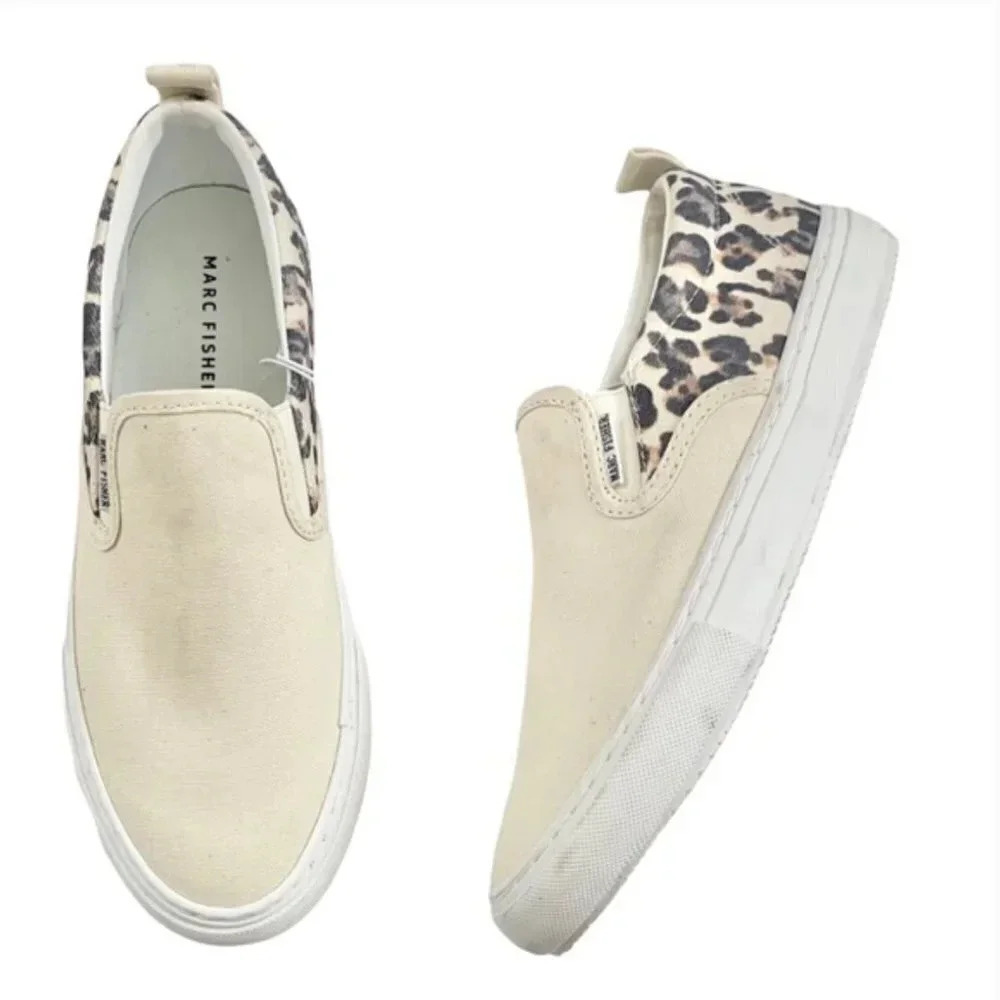 NWT Marc Fisher Canvas Cassee Leopard Slip-On Shoes 6